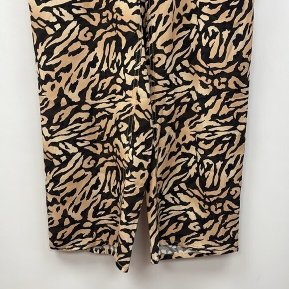 Fleur du Mal Tiger Print 100% Silk High Rise Cropped Wide Leg Pant Animal Boho 8 - Picture 5 of 11